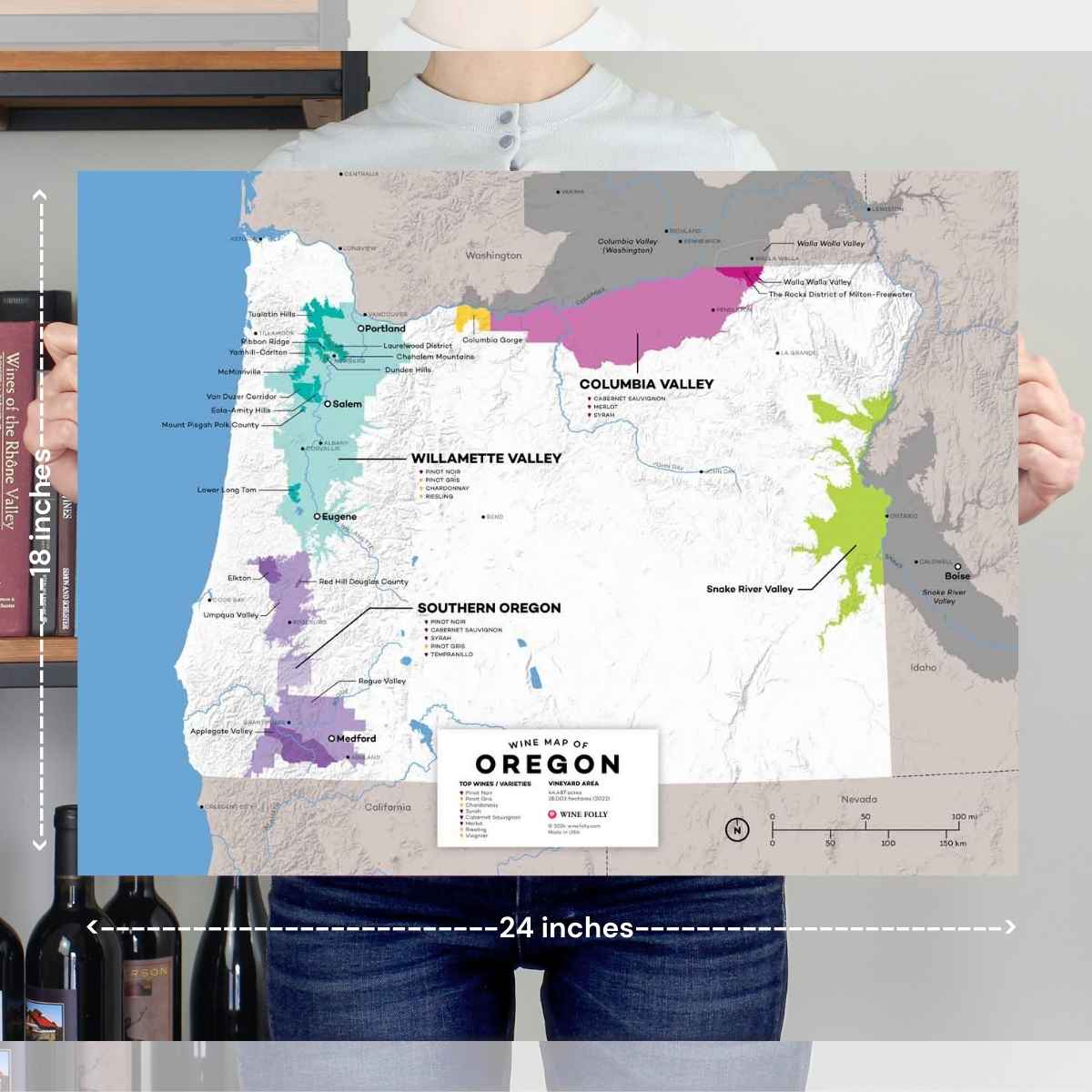 USA Oregon Wine Map - 2nd Edition